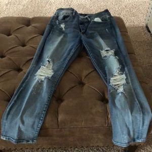 Judy Blue boyfriend medium wash distressed jeans, size 16W